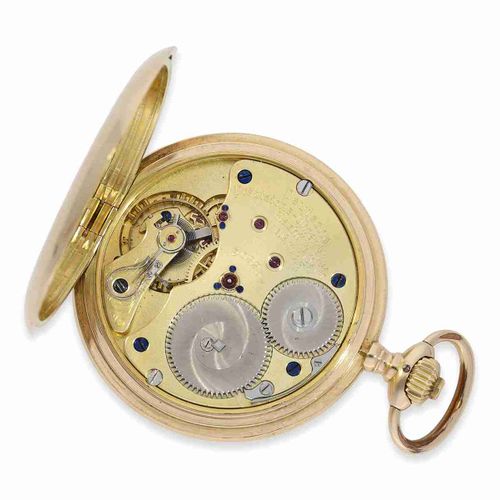 Null Pocket watch: fine Glashütte gold hunting case watch, Deutsche Präzisionsuh&hellip;
