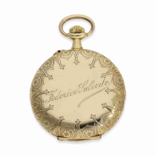 Null Pocket watch: extremely rare 18K gold piece of a "Roskopf Patent", ca. 1900&hellip;