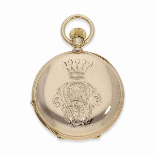 Null Pocket watch: fine Louis XV gold hunting case watch from nobility, Ankerchr&hellip;