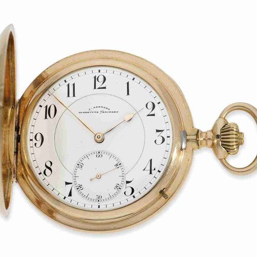 Null Pocket watch: especially heavy and large Glashütte gold hunting case watch,&hellip;