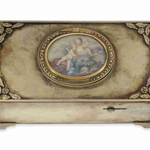 Null 唱歌的鸟盒：独特的唱歌的鸟盒，可能来自贵族，俄罗斯大师的标记，冲孔B.C 1874/西里尔大师的标记N.N，约1874年，带原盒

约。9.5 × 5&hellip;