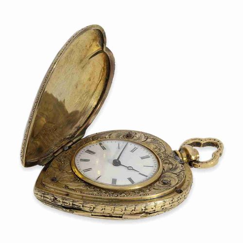 Null Reloj con colgante/forma: raro reloj con forma de "corazón" de oro/esmalte &hellip;