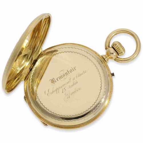 Null Pocket watch: magnificent gold/enamel hunting case watch set with diamonds,&hellip;