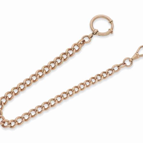 Null 表链：非常坚实的粉金怀表链，约1900年

约。长31厘米，重约55克，14K粉金，质量非常坚固，宽度从7.5毫米到9.5毫米，大的实心弹簧环，状态良&hellip;