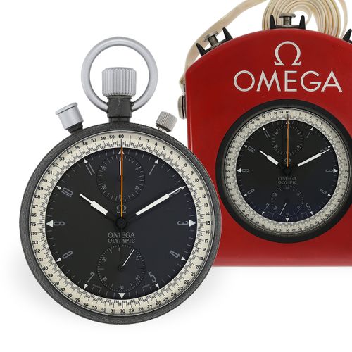 Null Taschenuhr: Sekunden-Split-Chronograph Omega Olympic 1964 in absolutem Orig&hellip;