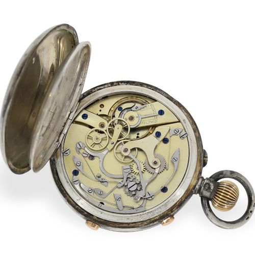 Null Pocket watch: silver hunting case watch with split-seconds chronograph and &hellip;