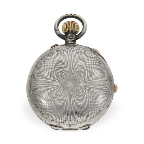 Null 怀表：银质狩猎表壳表，带双秒计时码表和计数器，Dent伦敦，约1890年

约。直径51毫米，重约116克，银质，由引擎转动，有签名的圆顶，精细的复杂&hellip;