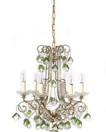 Null Chandelier with pair of wall chandeliers 2nd half 20th century, bronze-colo&hellip;
