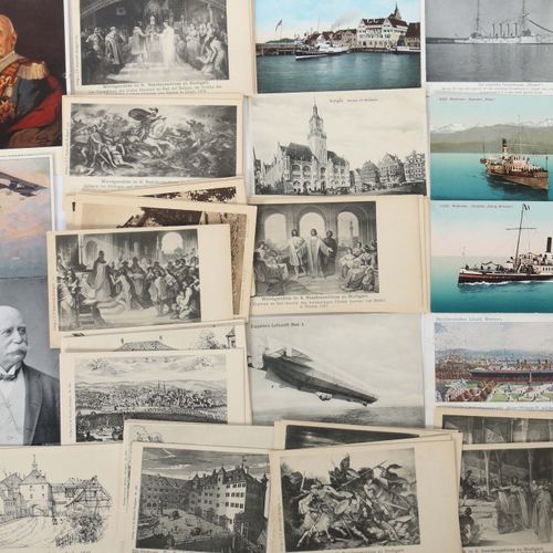 Null Kleine Sammlung Postkarten ca. 44 Postkarten, u.A. Zeppelin, Schiffe, Flugz&hellip;