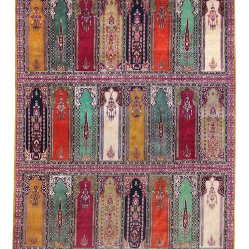 Null Saf-Gebetsteppich Türkei, um 1960, Wolle auf Baumwolle, 3x8 verschiedenfarb&hellip;