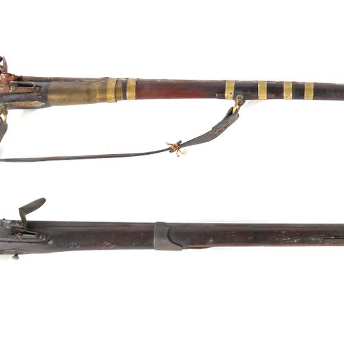 Null Zwei Steinschlossgewehre 19. Jh., 1 Gewehr wohl Afghanistan mit gemarkter S&hellip;