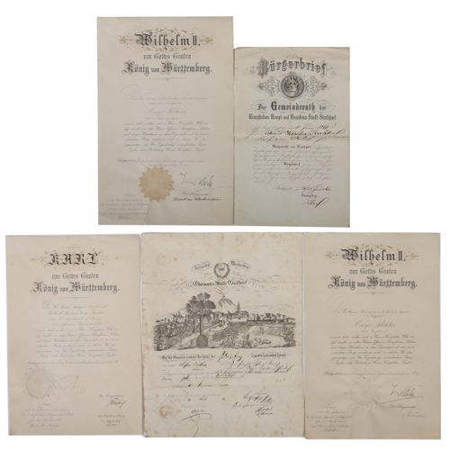 Null Kleine Sammlung Dokumente 5-tlg. Best aus: Patent als Hauptmann, Wilhelm II&hellip;