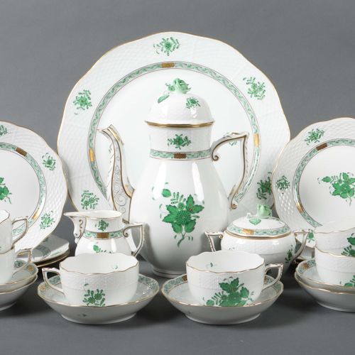 Null Coffee set ''Apponyi green'' for 6 persons Herend, Hungary, 2nd half of 20t&hellip;