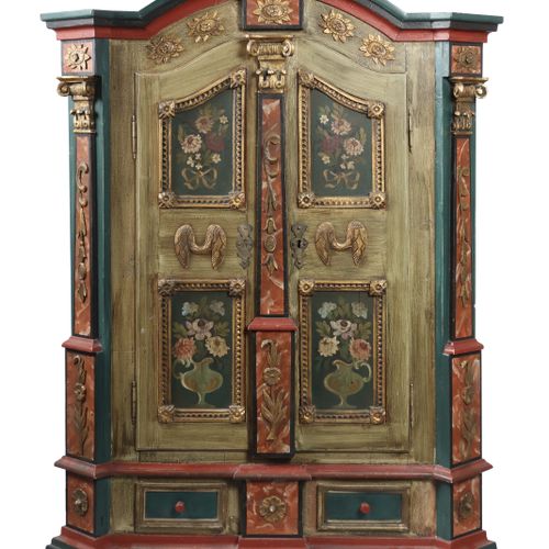 Null Peasant cabinet in braid style Austria, 19th century, Wood polychrome overp&hellip;