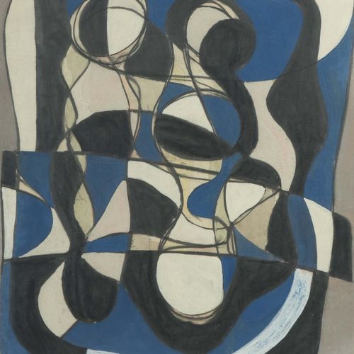 Null Hackelberg, Wilhelm 1904 - 1985, peintre. ''Sans titre'', abstraction de co&hellip;