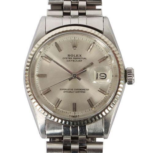 Null Men's wristwatch ROLEX Datejust 1970, stainless steel, knurled white gold b&hellip;