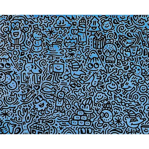 Mr Doodle "WINTER" acrylique sur toile 219.0×411.0 cm