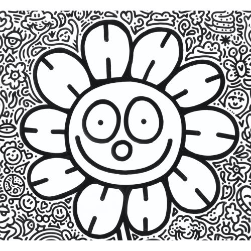 Mr Doodle "花 "丙烯酸画布上219.0×216.0厘米