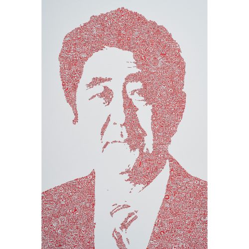 Mr Doodle "SHINZO ABE "acrylique sur toile 183.0×122.0 cm