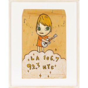 NARA Yoshitomo "无名氏（洛杉矶106.7 92.3纽约市）"彩色铅笔，信封上39.0×24.0厘米