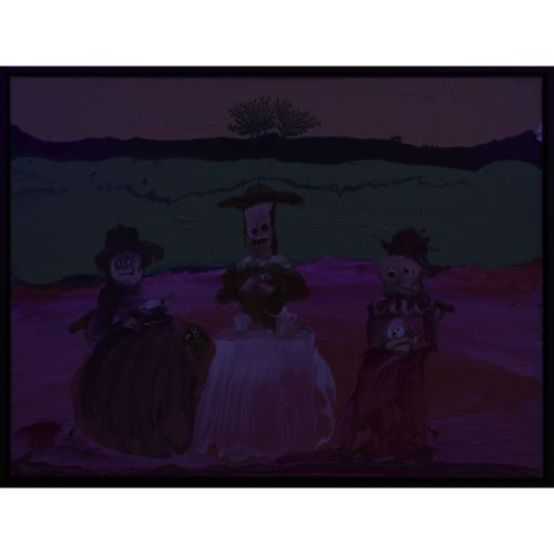 FIGGIS Genieve "TEA TIME "acrylique sur toile 59.8×79.8 cm