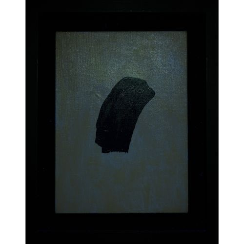 YOSHIHARA Jiro "UNTITLED "pittura a olio su tela, restauri apparsi 33,5×24,3 cm