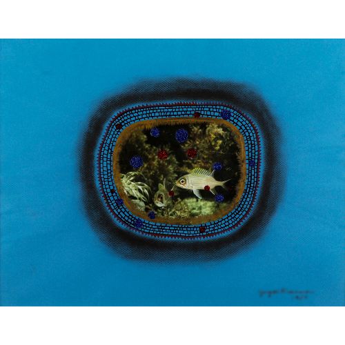 KUSAMA Yayoi "FISH" collage, pastello, gouache e pennarello su carta 51,2×65,6 c&hellip;