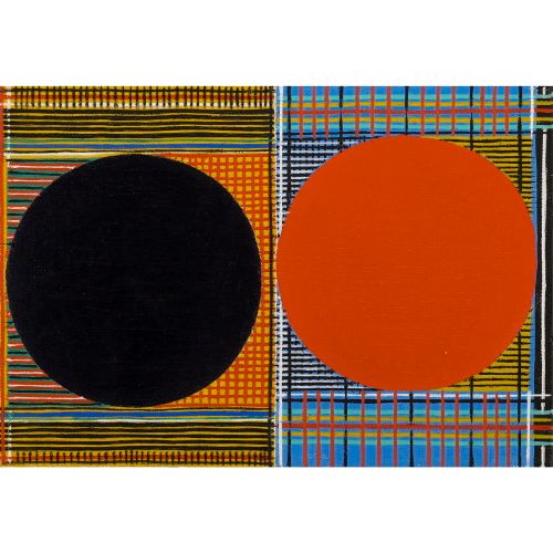 ONOSATO Toshinobu "TWO CIRCLES"oil paint on canvas 15.5×22.5 cm