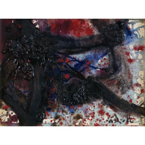 SHIRAGA Kazuo "UNTITLED "pittura a olio su tela 24,3×33,4 cm