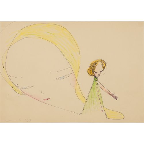 NARA Yoshitomo "UNTITLED" stylo et crayon de couleur sur papier 21.0×29.6 cm