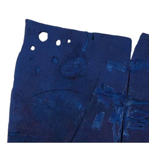 SAITO Yoshishige "BLUE - WORK BY DRILL "pittura a olio su legno forato - pannell&hellip;