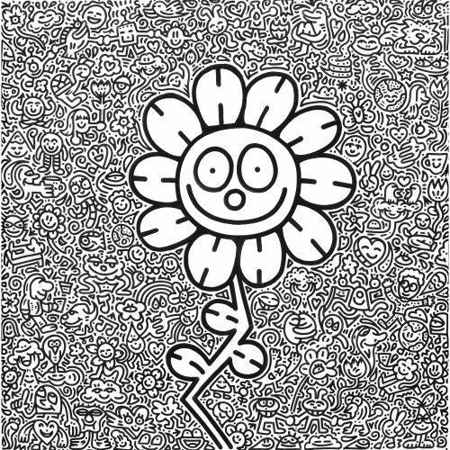 Mr Doodle "FLOWER" acrylique sur toile 219.0×216.0 cm
