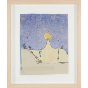 NARA Yoshitomo "MOON NOSE "Crayon de couleur sur enveloppe 27,3×21,6 cm