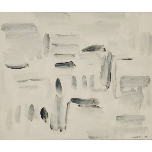 LEE U-Fan "WITH WINDS NO. S8708-27"mineral pigment on canvas 60.8×73.0 cm