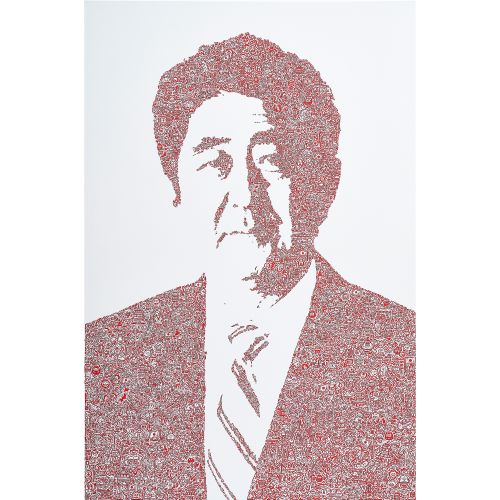 Mr Doodle "SHINZO ABE"acrylic on canvas 183.0×122.0 cm