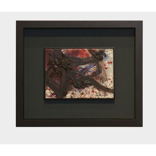 SHIRAGA Kazuo "UNTITLED" peinture à l'huile sur toile 24.3×33.4 cm