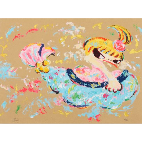 ROKKAKU Ayako "HAYAUMARE MARCH" , screenprint on cardboard, 44.0×59.5 cm