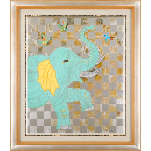KAWASHIMA Junji "STEP ELEPHANT" , mineral pigment and leaf on the paper, 73.0×61&hellip;