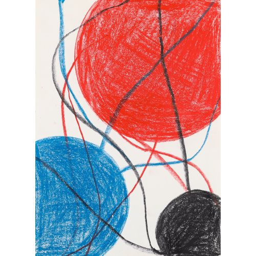 TANAKA Atsuko "3 WORKS" , oil pastel on paper, Each : 36.0×26.0 cm