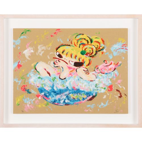 ROKKAKU Ayako "HAYAUMARE MARCH" , screenprint on cardboard, 44.0×59.5 cm
