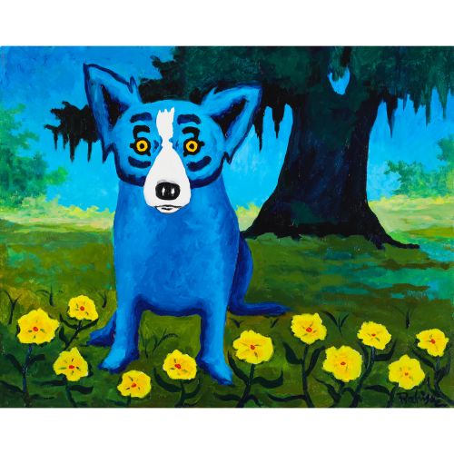 George RODRIGUE "HARMONY FLOWERS FOR GOOD LUCK" , acrylic on canvas, 40.5×51.0 c&hellip;