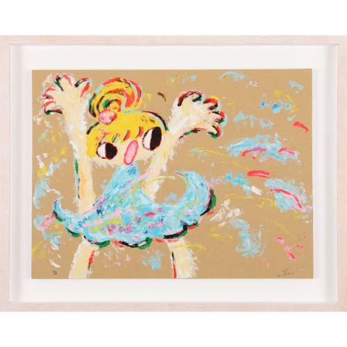 ROKKAKU Ayako "HAYAUMARE MARCH" , screenprint on cardboard, 44.2×59.6 cm