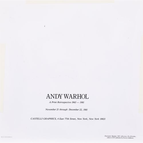 Andy WARHOL "MARILYN (ANNOUNCEMENT)" , offset lithograph, 30.4×30.4 cm