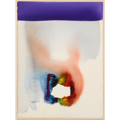 Paul Jenkins "CLUSTER FROM VIOLET" , watercolor on paper, 38.0×28.0 cm