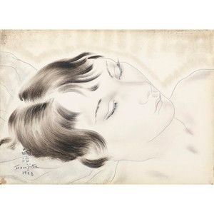 Null FOUJITA Leonard-Tsuguharu "ETUDE DE PORTRAIT" , 16,0×21,0 cm