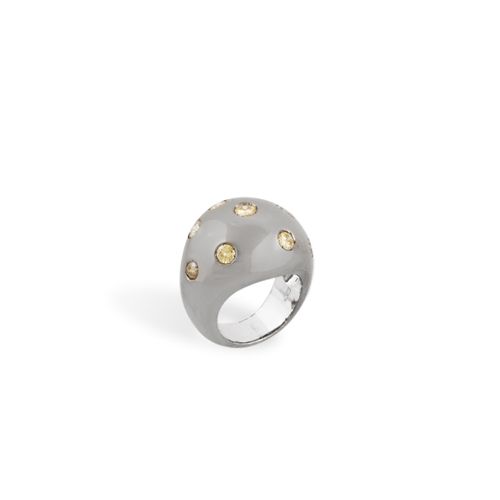 *ANELLO domed in burnished white gold dotted with set yellow diamonds weighing 1&hellip;