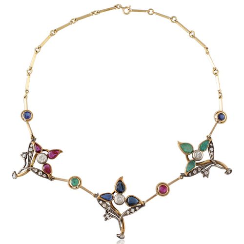 COLLANA Halskette aus Gelbgold und Silber. Die Vorderseite besteht aus dreiblätt&hellip;