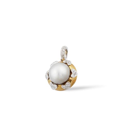 *PENDENTE Circular in yellow and white gold of rounded shape with central grey "&hellip;