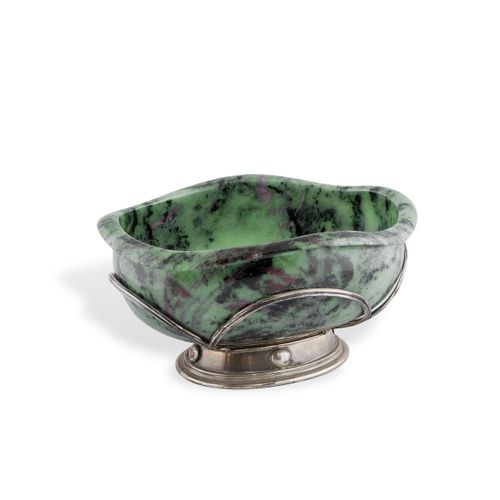 COPPA IN ZOISITE polished oval shape, one-piece with turned and wavy edge, suppo&hellip;