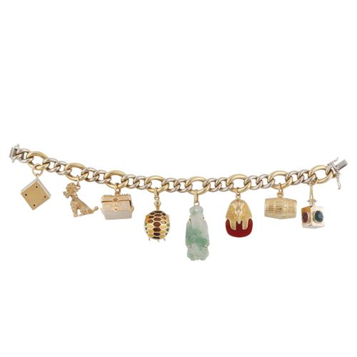 BRACCIALE Cadena de oro bicolor con ocho "charms" que representan distintos tema&hellip;